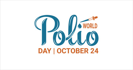 World Polio Day handwriting is celebrated every year on October 24. Great for posters, banners, and flyer - obrazy, fototapety, plakaty