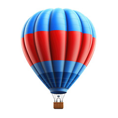 Red blue hot air balloon isolated on transparent background