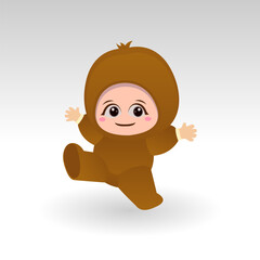 Vector Kiwi fruit kawaii cartoon character vector funny Kiwi fruit kawaii illustration