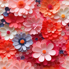 Papercut floral 3d plants flowers repeat pattern