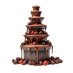 Chocolate fountain isolated on transparent background