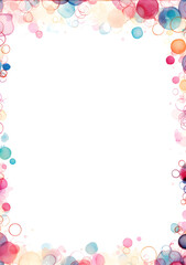 Frame made of colorful circles, Happy New Year frame border empty page white background
