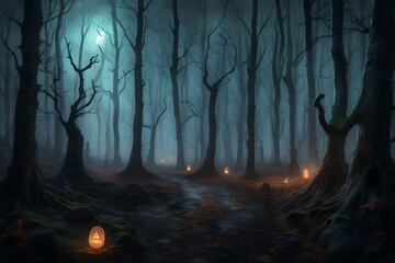 Mysterious Haunted Forest - obrazy, fototapety, plakaty