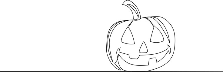 pumpkin smiling outline, sketch isolated vector