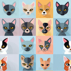 Abyssinian cats cartoon repeat pattern