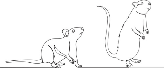 rat outline, sketch isolated vector