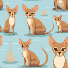 Abyssinian cats cartoon repeat pattern