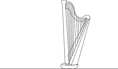 harp outline, sketch isolated vector