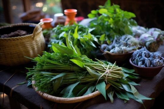 close-up of medicinal plants used in indigenous cultures