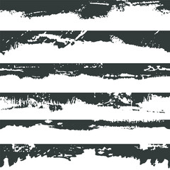 Set of grunge brush strokes. Paint edges, looped vertically ink borders. Black paintbrush, Hand drawn edges pattern background. Vector design template.