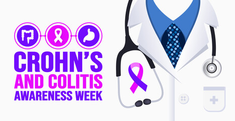 December is Crohn’s and Colitis Awareness Week background template. Holiday concept. background, banner, placard, card, and poster design template with text inscription and standard color. vector