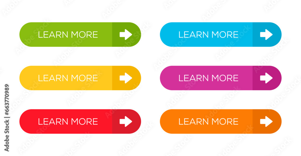 Poster learn more buttons vector set