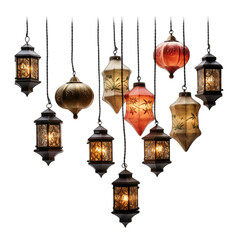 Fototapeta na wymiar String of lanterns isolated on transparent background