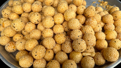 Fried Mung Bean Stuffed Balls, Thai Dessert