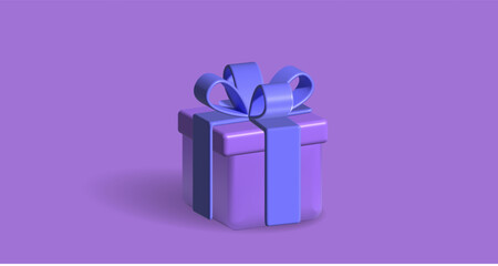 3d illustration of a gift box with purple color. illustration of a gift box as a gift or holiday celebration together