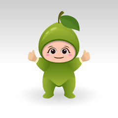 Vector Guava fruit kawaii cartoon character vector funny Guava fruit kawaii illustration