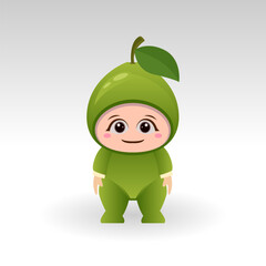 Vector Guava fruit kawaii cartoon character vector funny Guava fruit kawaii illustration