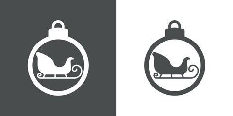 Tiempo de Navidad. Logo con silueta de bola de navidad con trineo de Santa para su uso en invitaciones y felicitaciones