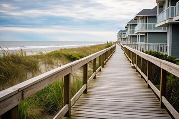 boardwalk leading up to an oceanfront property