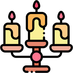 Vector Icon Candlestick, Light, Decoration, Flame, Burning, Candelabra