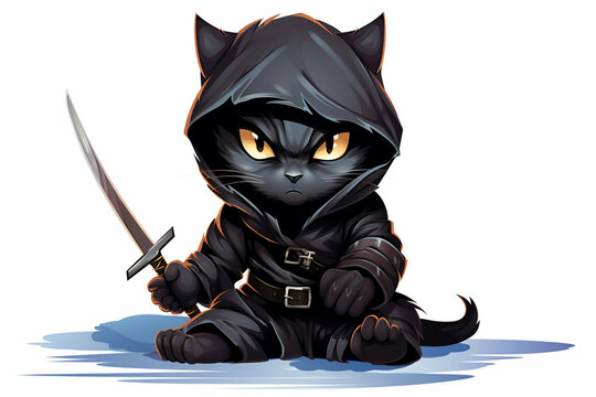 vector illustration design of a cat ninja character