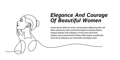 Continuous line art. elegant woman chin holding pose is a hand-drawn minimalist design inspiration for web banners, advanced pages, simple for business and beauty purposes. Editable strokes