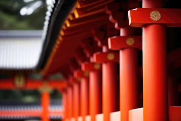 Fototapeten close-up of a traditional torii gate in japan © altitudevisual