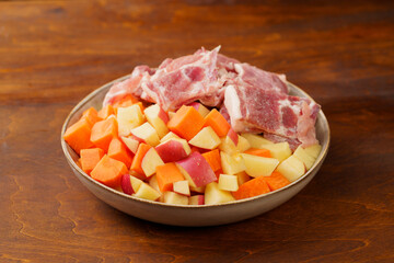 Special fast food curry rib rice and ingredients