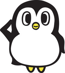 かわいいシンプルペンギン　敬礼ポーズ