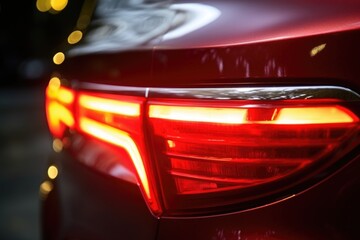 rear brake lights of a car illuminated