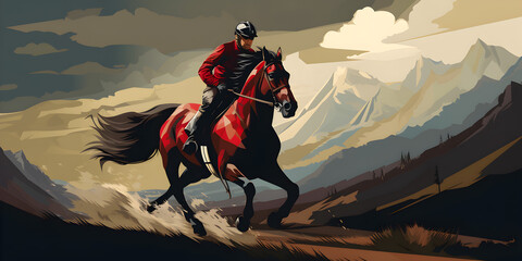 Man riding a horse illustration background