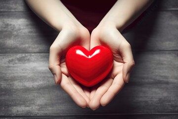 a woman carries a love symbol in her hand. Generative AI