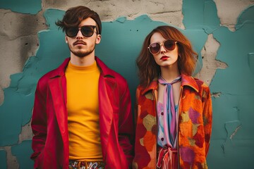 A young and stylish urban couple exuding love and a stylish, fashionable lifestyle in an urban environment.