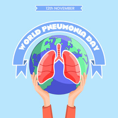 Vector Graphic of World Pneumonia Day, 12th November. Usable for Template, Banner, Poster, Flyer, Greeting Card, Campaign, or Background