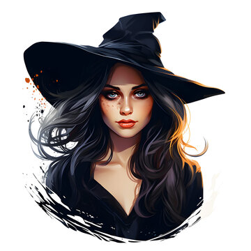 Clip art of witch isolated on white 