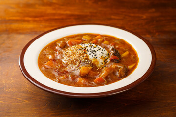 Special fast food curry rib rice and ingredients