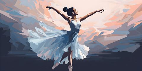 Illustration background of woman dancing ballet - obrazy, fototapety, plakaty