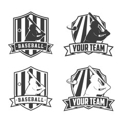 Badges set of baseball team. Baseball logo, emblem set collection, design template on light background