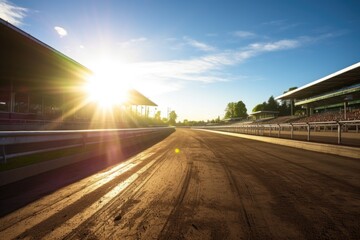 horse racing track under bright sunlight