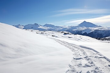 snow-covered mountain with ski tracks