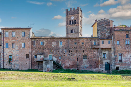 A detail of the historic center of Altopascio, Italy, on a sunny day