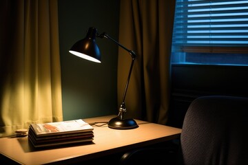 a dimmed desk lamp in a therapy room