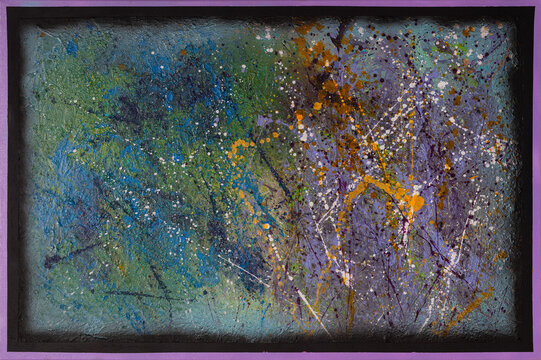 Painting of splattered Cosmic Canvas