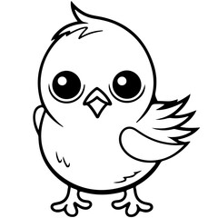 Cute baby bird. outline vector. Generative AI