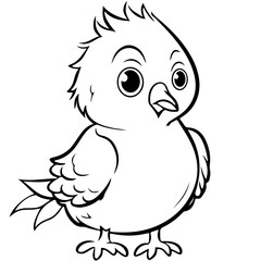 Fototapeta premium Cute baby bird. outline vector. Generative AI