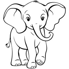 Cute Elephant. Outline vector. Generative AI