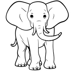 Obraz premium Cute Elephant. Outline vector. Generative AI