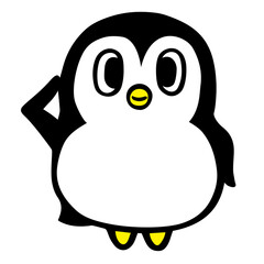 かわいいシンプルペンギン　敬礼ポーズ