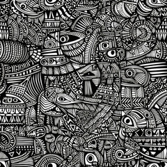 Fototapeta premium Fish underwater zentangle doodle repeat pattern ornament coloring pages black and white