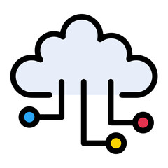 Cloud storage icon symbol vector image. Illustration of the database server hosting cloud system digital design image